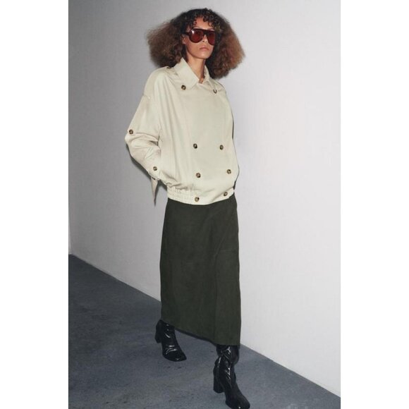 ZARA ZW COLLECTION WATER-REPELLENT SHORT TRENCH COAT - Picture 8 of 12